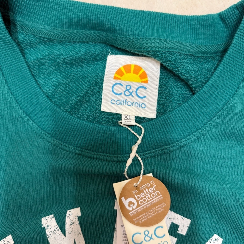 C&C California Teal Sweatshirt Palm Beach Tennis Club XL RN#120246 - Picture 2 of 5